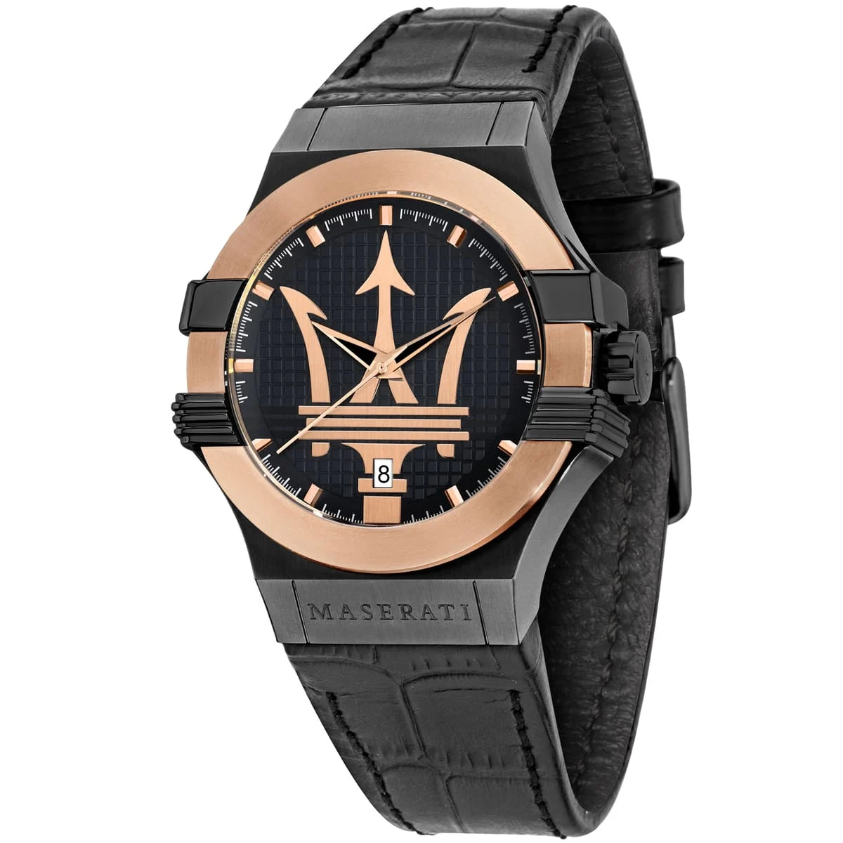 r8851108032 maserati watch men blue dial leather strap quartz battery analog three hand potenza 1