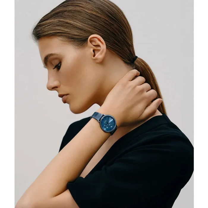 1502518 hugo boss watch women crystals blue dial metal stainless mesh strap quartz battery analog three hand infinity 12