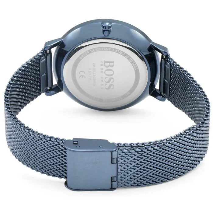 1502518 hugo boss watch women crystals blue dial metal stainless mesh strap quartz battery analog three hand infinity 3