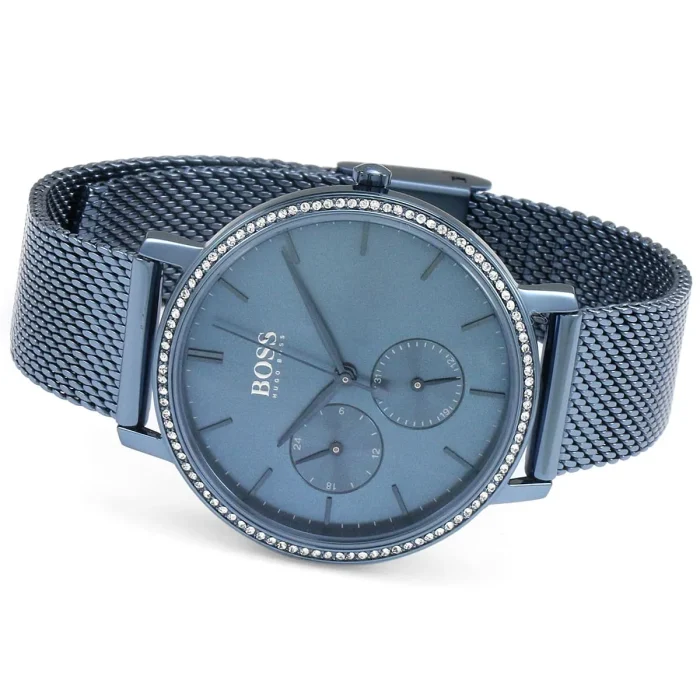 1502518 hugo boss watch women crystals blue dial metal stainless mesh strap quartz battery analog three hand infinity 5