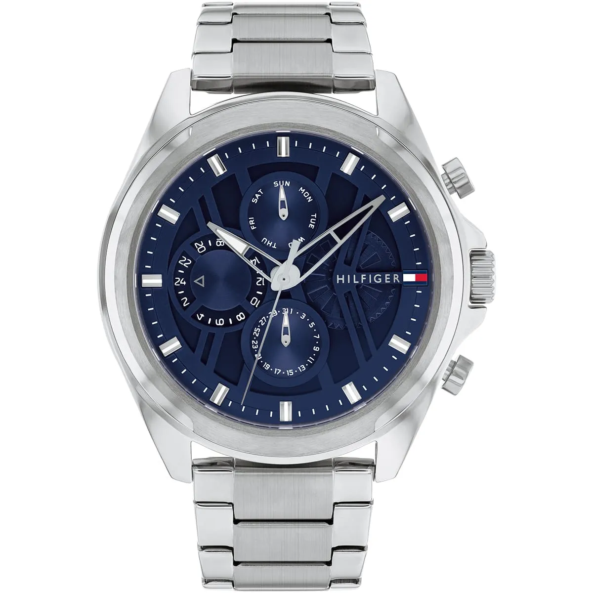 1710656 tommy hilfiger watch men blue dial metal stainless steel silver strap quartz analog