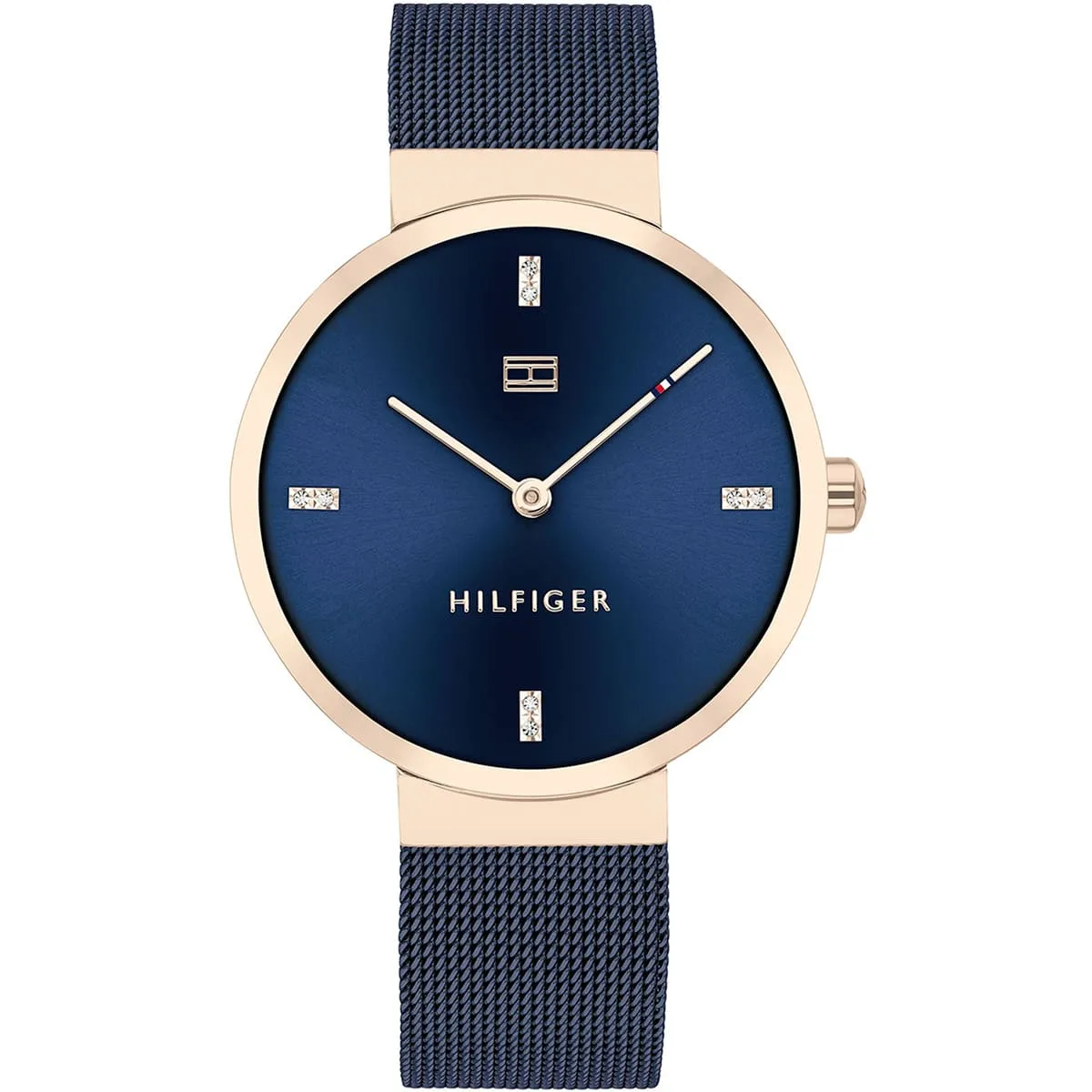 1782219 tommy hilfiger watch women blue dial mesh metal stainless steel strap quartz battery analog three hand liberty
