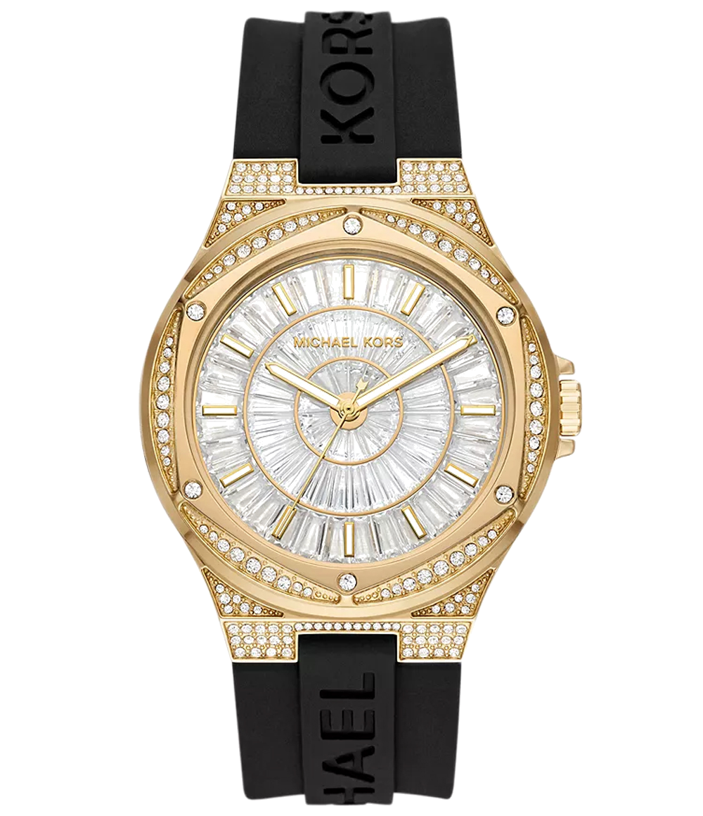 michael kors lennox mk7247 women s watch silver dial black silicone strap