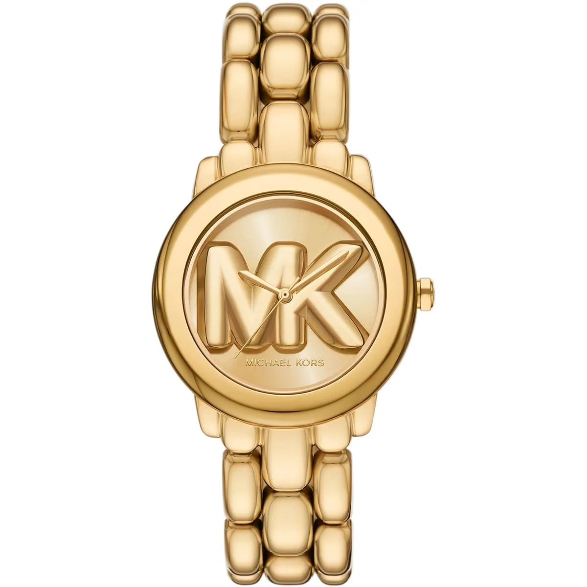mk4923 michael kors watch women mk logo gold dial stainless steel metal golden strap quartz battery analog three hand phoebe
