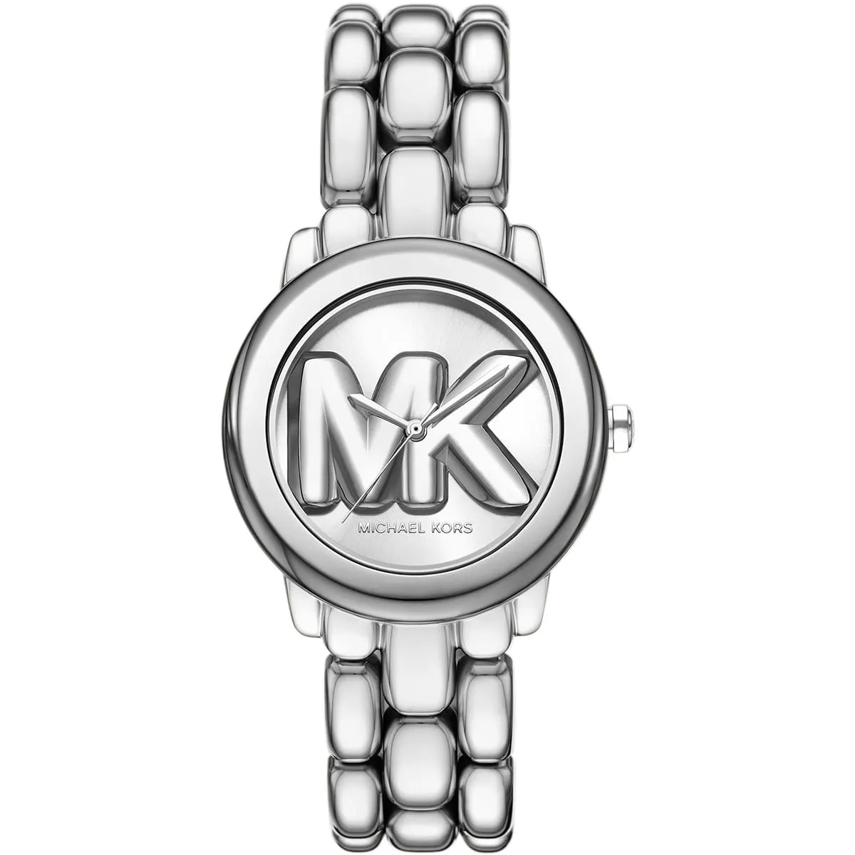 mk4963 michael kors watch women mk logo silver dial stainless steel metal strap quartz battery analog three hand phoebe
